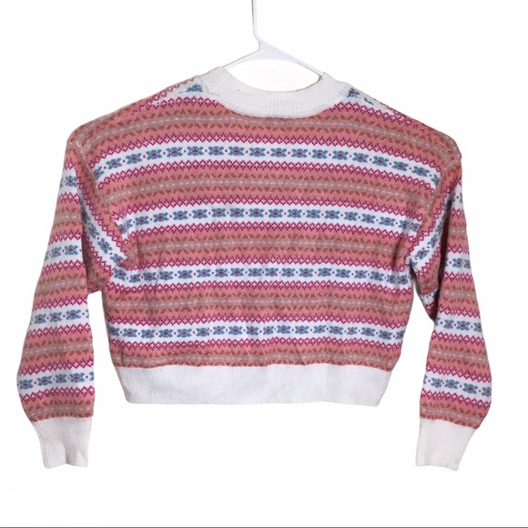 Women’s Fair Isle Crewneck Cropped Pullover Sweater NWT - Picture 4 of 5